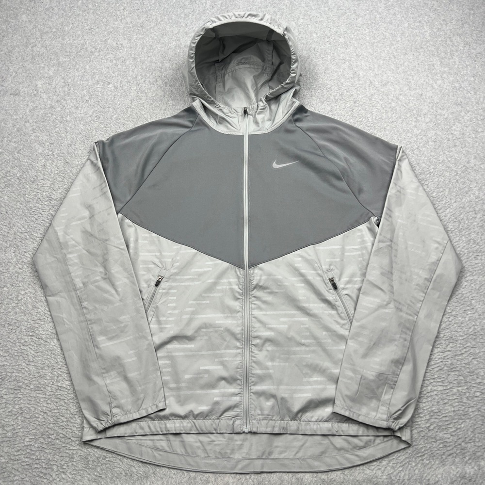Nike Therma-FIT Repel Run Division Jacket Mens Small Gray Miller Hooded DD6102